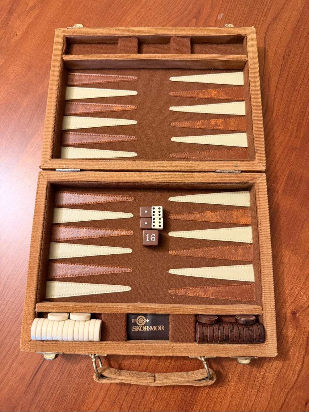 VTG Skor-Mor Backgammon Travel Set Corduroy Case
